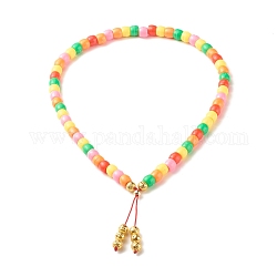 Collier de perles de puissance rondes en pierre de lave naturelle dorée pour enfant, joli collier de perles acryliques colorées, colorées, 16.93 pouce (43 cm)