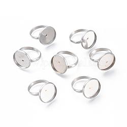 Verstellbare 304 Fingerring-Komponenten aus Edelstahl, Pad-Ring Basis Zubehör, Flachrund, Edelstahl Farbe, Fach: 16 mm, Innendurchmesser: 17 mm