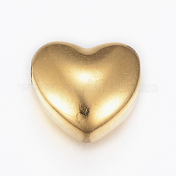 Revestimiento iónico (ip) 304 perlas de acero inoxidable, corazón, dorado, 9x10x5.5mm, agujero: 2 mm