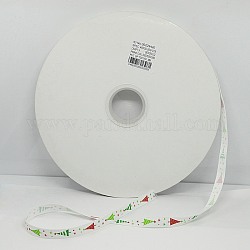 Navidad impresa grosgrain cinta para el paquete de regalo de navidad, blanco, 3/8 pulgada (9 mm), aproximamente 100yards / rodillo (91.44 m / rollo)