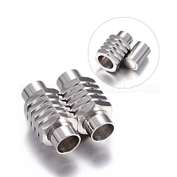 304 Stainless Steel Magnetic Clasps with Glue-in Ends, Column, 20x10mm, Hole: 6mm