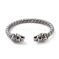 304 bracciale rigido aperto con drago in acciaio inossidabile per uomo donna, argento antico, diametro interno: 2-7/8 pollice (7.25 cm)