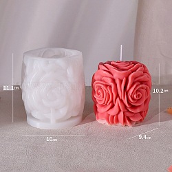3D ローズブーケピラー香り付きキャンドル食品グレードのシリコンモールド  キャンドル作りの型  アロマセラピーキャンドルモールド  ホワイト  10x11.1cm  内径：9.4x10.2のCM