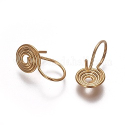 Pendientes de clip-en latón, espiral, dorado, 14x8mm, pin: 0.7 mm