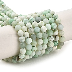 Natural Green Opal Beads Strands, Faceted, Round, 4~4.5x4~5mm, Hole: 0.7mm, about 90~94pcs/strand, 15.35''(39~39.5cm)