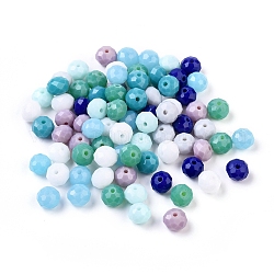 Perles en verre, facette, rondelle, couleur mixte, 8x6mm, Trou: 1mm