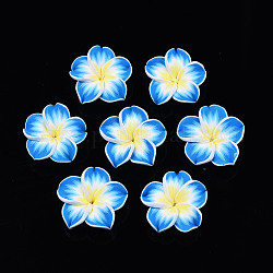 Ручной полимерной глины 3 d цветок Плюмерия шарики, Плут синий, 30x11 мм, отверстие : 2 мм