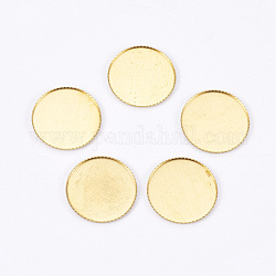 Brass Cabochon Settings, Lead Free and Cadmium Free and Nickel Free, DIY Material for Hair Accessories, Flat Round, Unplated, Size: about 19mm in diameter, tray: 18mm