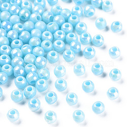 Perline acrilico opaco, ab colore, tondo, cielo azzurro, 4x3.5mm, Foro: 1.6 mm, circa 15000pcs/500g