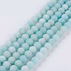 Natur Amazonit Perlen Stränge, Klasse A, matt, Runde, 8 mm, Bohrung: 1 mm, ca. 46 Stk. / Strang, 14.7 Zoll
