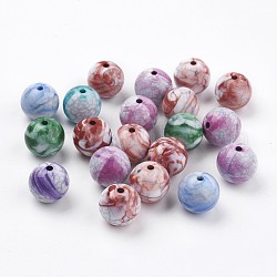 Perline acrilico crepato, perline imitazione pietra preziosa, tondo, colore misto, 14.5~16mm, foro: 2.2mm, circa 220pcs/500g