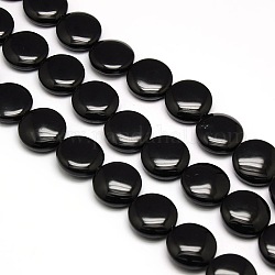 Natürliche flache runde Obsidian Perlen Stränge, 20x7~9 mm, Bohrung: 1 mm, ca. 20 Stk. / Strang, 15.74 Zoll