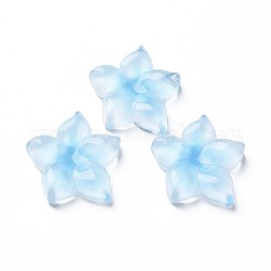 Cabochon in resina epossidica trasparente, fiore, cielo azzurro, 21x20x5.5mm