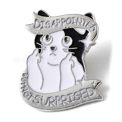 Cartoon Style Cat Enamel Pins, Platinum Alloy Badge for Men Women, White, 30x24x1.5mm