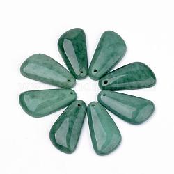 Natural Green Jade Gemstone Pendants, Sea Green, 41x22x6mm, Hole: 2mm