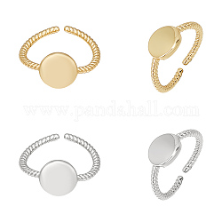 UNICRAFTALE 4Pcs 2 Colors Blank Rings Open Ring About 17.1mm Dome Rings Brass Flat Round Open Cuff Ring Twisted Design Signet Ring for Women Platinum Golden Finger Ring Simple Jewelry
