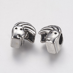 Ion Plating(IP) 304 Stainless Steel European Beads Rhinestone Settings, Large Hole Beads, Human, Antique Silver, 12x11x9mm, Hole: 5mm, Fit for 1mm Rhinestone