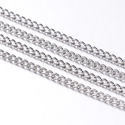 Железные витые цепочки обуздать цепи, несварные, платина, с катушкой, без никеля , ссылка: 2 мм широкий, 3 мм длиной, толстый 0.5 мм , около 328.08 фута (100 м) / рулон