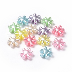 Imitation Pearl Acrylic Beads, Flower, Mixed Color, 14.5x13x5.5mm, Hole: 2mm, about 1086pcs/500g