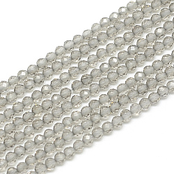 Chapelets de perles d'obsidienne de glace naturelle, facette, ronde, 2x2mm, Trou: 0.5mm, Environ 188 pcs/chapelet, 15.9 pouce