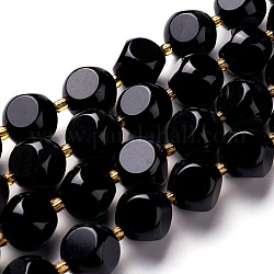 Natürlichen Obsidian Perlen Stränge, mit Glasperlen, sechsseitige Himmelswürfel, 12~12.5x12~12.5x12~12.5 mm, Bohrung: 0.5 mm, ca. 14 Stk. / Strang, 7.97'' (20.25 cm)
