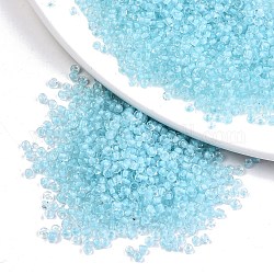 12/0 Glass Seed Beads, Transparent Inside Colours, Round Hole, Round, Light Sky Blue, 12/0, 2~2.5x1.5~2mm, Hole: 0.8mm, about 3333pcs/50g