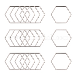 304 Edelstahl Verbindungsring, Hexagon, Edelstahl Farbe, 20x22.5x0.8 mm