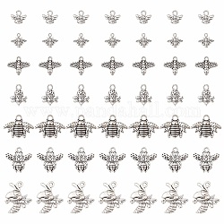 Set di ciondoli in lega di stile tibetano in stile 49 pz 7,  cadmio& piombo libero, ciondoli delle api, argento antico, 10~21x11~17x1.5~4mm, Foro: 1.2~2 mm, 7pcs / style