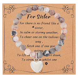 Браслеты из натуральных камней olycraft с серебряным сердечком, браслеты для сестры с открыткой, натуральный круглый браслет из бисера, подарок сестре из драгоценных камней для сестры, лучшей подруги, лучшей подруги - розовый