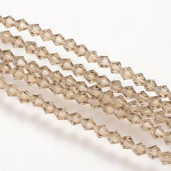 5301 perles bicône imitation cristal autrichien, Chapelets de perles en verre à facettes, burlywood, 6x6mm, Trou: 1.2mm, Environ 47~48 pcs/chapelet, 10.24 pouce ~ 10.43 pouces (26~26.5 cm)