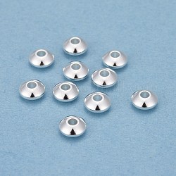201 Edelstahl-Abstandhalter-Perlen, Scheibe, Silber, 6x3 mm, Bohrung: 2 mm