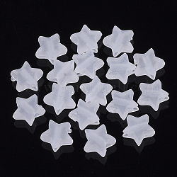 Transparente Acryl Perlen, matt, Stern, weiß, 6x6.5x3.5 mm, Bohrung: 1.2 mm, ca. 7800 Stk. / 500 g
