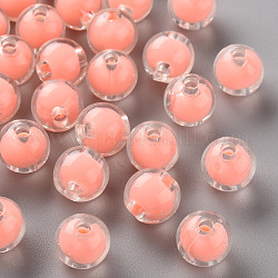 Perles en acrylique transparente, Perle en bourrelet, ronde, Saumon, 9.5x9mm, Trou: 2mm, environ 960 pcs/500 g