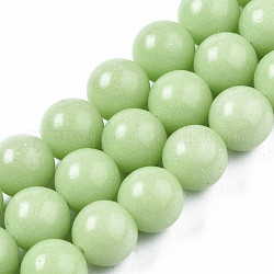 Синтетический светящийся камень круглые бусины пряди, бледно-зеленый, 10 мм, отверстие : 1.2 мм, около 40 шт / нитка, 15.55 дюйм (39.5 см)