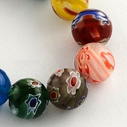 Round Handmade Millefiori Glass Beads Strands, Mixed Color, 10mm, Hole: 1.5mm, about 38pcs/strand, 14.5 inch