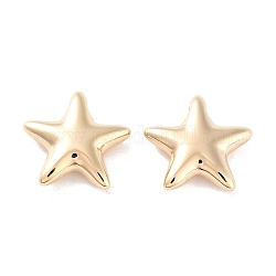 Brass Pendants, Star Charms, Real 18K Gold Plated, 17x18x5mm, Hole: 3mm