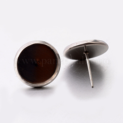 Accessoires des clous d'oreilles en 304 acier inoxydable, couleur inoxydable, 14mm, pin: 0.6 mm, Plateau: 12 mm