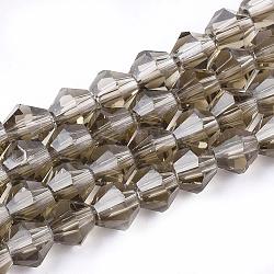Imitation Austrian Crystal 5301 Bicone Beads, Faceted Glass Beads Strands, Tan, 6x6mm, Hole: 1.2mm, about 47~48pcs/strand, 10.24 inch~10.43 inch(26~26.5cm)
