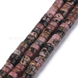 Perline Rhodonite naturale fili, perline Heishi, Rotondo piatto / disco, 4x2mm, Foro: 0.8 mm, circa 150~165pcs/filo, 15.35~15.74 pollice (39~40 cm)