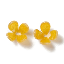 Tappi di perline di resina opaca, 4 -petal, fiore, goldenrod, 9.5x9.2x6mm, Foro: 1.2 mm