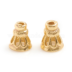 Brass Bead Cone, Long-Lasting Plated, Real 14K Gold Plated, 5.5x6.5mm, Hole: 1.2mm