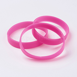 Браслеты из силиконового браслета, шнур браслеты, ярко-розовый, 2-1/2 дюйм (63 мм), 12x2 мм