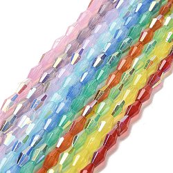 Chapelets de perles en verre peint, imitation opalite, facette, couleur ab , Toupie, couleur mixte, 4x8mm, Trou: 0.9mm, Environ 67 pcs/chapelet, 22.44'' (57 cm)
