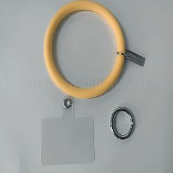 Lazo de la correa del cordón del teléfono de silicona, correa para la muñeca con soporte para llavero de plástico y aleación, amarillo, 8.8 cm