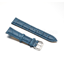 Correas de reloj de cuero, con 304 cierres de acero inoxidable, acero azul, 92~125x20x4.6~5mm