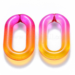 Two Tone Transparent Acrylic Linking Rings, Quick Link Connectors, for Cable Chains Making, Oval, Orange, 39x23.5x7mm, Inner Diameter: 25x10mm