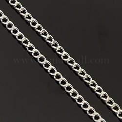 Iron Twisted Chains Curb Chains, Unwelded, Silver Color Plated, 4x3mm