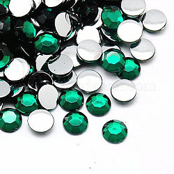 Imitation Taiwan Acrylic Rhinestone Flat Back Cabochons, Faceted, Half Round/Dome, Sea Green, 14x4mm, about 500pcs/bag