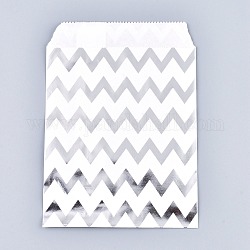波型環境に優しい紙袋  ギフトバッグ  ショッピングバッグ  長方形  銀  18x13x0.01cm
