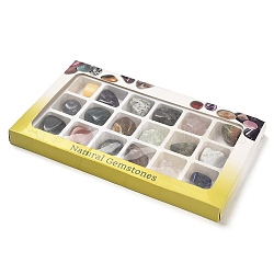 18 estilos de pepitas de colecciones mixtas de piedras preciosas naturales., para la enseñanza de las ciencias de la tierra, con caja rectangular, 21~29x20~28x11~16mm